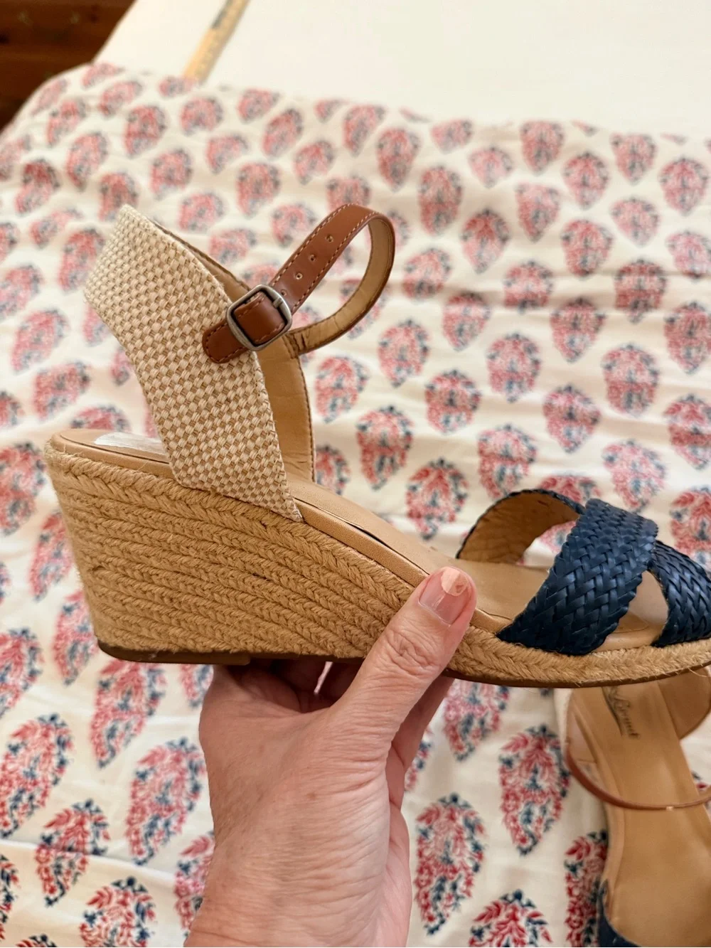 Lucky Brand Women’s Navy Braided Espadrille Wedge Sandals Size 10